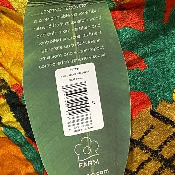 Farm Rio Fruit Salad Square Neck Midi Dress (Sz M) - Picture 6 of 6